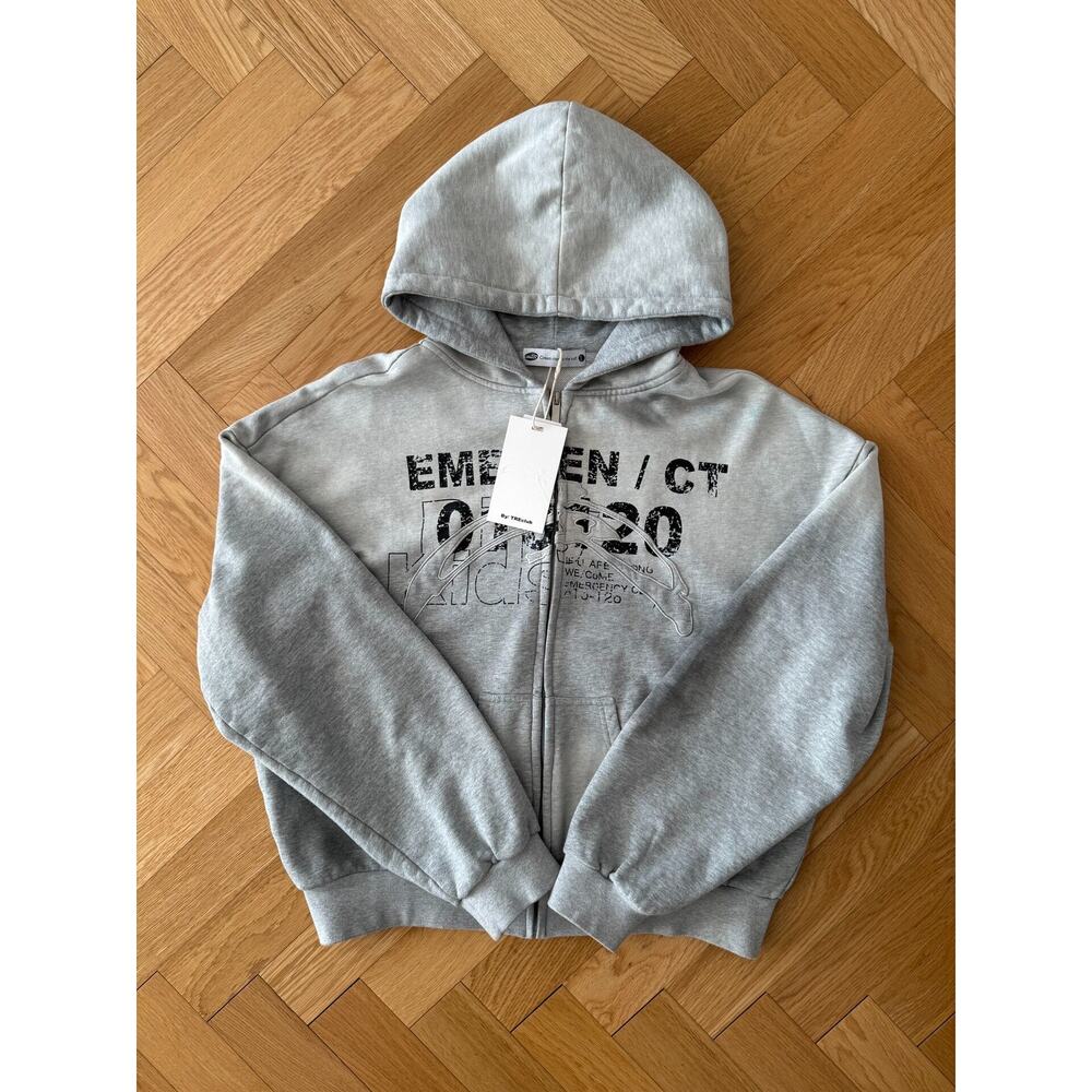 Vintage Faded Gray Zip Up Hoodie size L